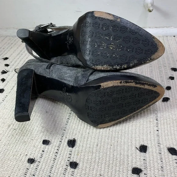 REBECCA TAYLOR Lace Up Heeled Grey Ankle Booties 9 - Picture 8 of 10
